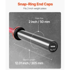 VEVOR 6FT Barbell Bar, Fits 2-Inch Weight Plates, Barbell Bar with Knurled Grip for Strength Training, Weightlifting, Squat, Deadlift, Bench Press, Curl, Overhead Press, 700lbs/317kg Capacity