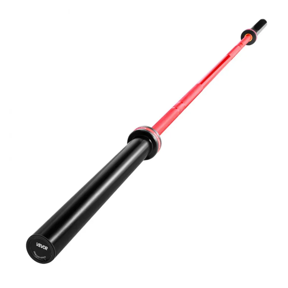 VEVOR 6FT Barbell Bar, Fits 2-Inch Weight Plates, Chrome Plated Barbell Bar with Knurled Grip for Strength Training, Weightlifting, Squat, Deadlift, Bench Press, Curl, Overhead Press, 500lbs Capacity