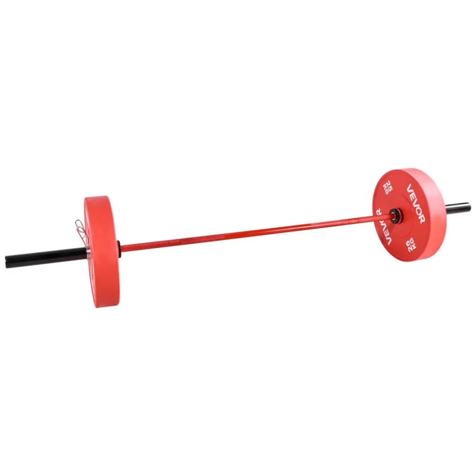 VEVOR 6FT Barbell Bar, Fits 2-Inch Weight Plates, Chrome Plated Barbell Bar with Knurled Grip for Strength Training, Weightlifting, Squat, Deadlift, Bench Press, Curl, Overhead Press, 500lbs Capacity