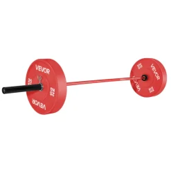 VEVOR 6FT Barbell Bar, Fits 2-Inch Weight Plates, Chrome Plated Barbell Bar with Knurled Grip for Strength Training, Weightlifting, Squat, Deadlift, Bench Press, Curl, Overhead Press, 500lbs Capacity