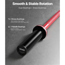 VEVOR 4FT Barbell Bar, Fits 2-Inch Weight Plates, Barbell Bar with Knurled Grip for Strength Training, Weightlifting, Squat, Deadlift, Bench Press, Curl, Overhead Press, 550lbs/226kg Capacity