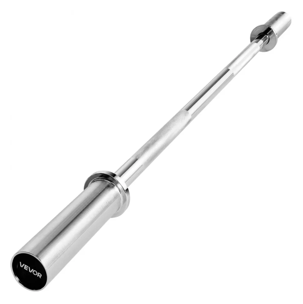 VEVOR 4FT Barbell Bar, Fits 2-Inch Weight Plates, Chrome Plated Barbell Bar with Knurled Grip for Strength Training, Weightlifting, Squat, Deadlift, Bench Press, Curl, Overhead Press, 500lbs Capacity