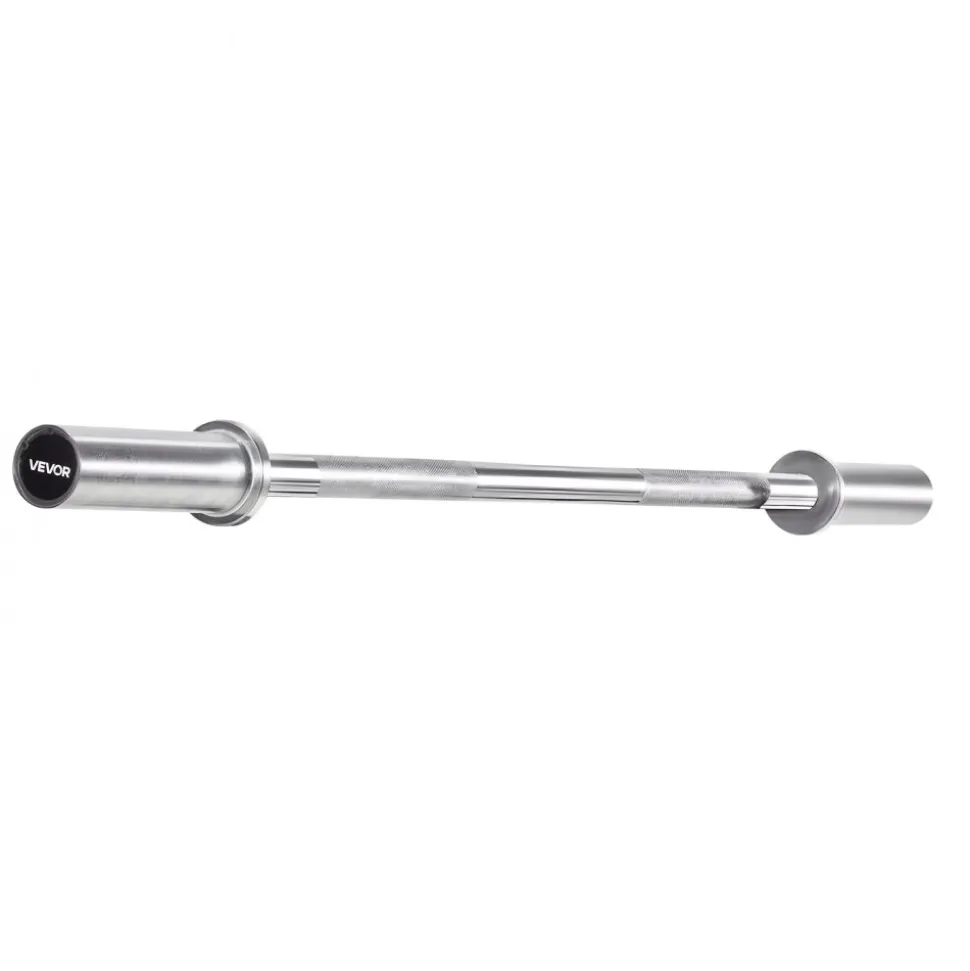 VEVOR 4FT Barbell Bar, Fits 2-Inch Weight Plates, Chrome Plated Barbell Bar with Knurled Grip for Strength Training, Weightlifting, Squat, Deadlift, Bench Press, Curl, Overhead Press, 500lbs Capacity