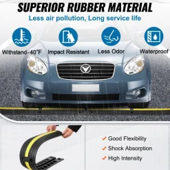 VEVOR 3.28 ft Cable Protector Ramp, 4 Pack of 1 Channel, 18000 lbs/axle Capacity Heavy Duty Rubber Speed Bumps, Floor Cord Cable Protector Wire Cover, for Residential Areas, Private Garages, Gardens