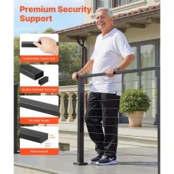 VEVOR 6.5 ft Complete Cable Railing Kit with Post, 36 inch Tall Matte Black Stainless Steel Handrail Cuttable for Outdoor/Indoor Steps, Level Hole Drilled Railing Posts System for Stairs,Deck,Balcony