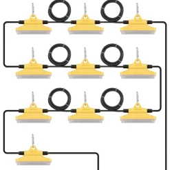 VEVOR 100FT Construction String Lights, 150W 15000LM, 10PCs String Work Light, 5000-5500K, IP65 Waterproof, with Hanging Hooks, for Construction Site, Temporary Lighting Indoor & Outdoor, ETL Listed