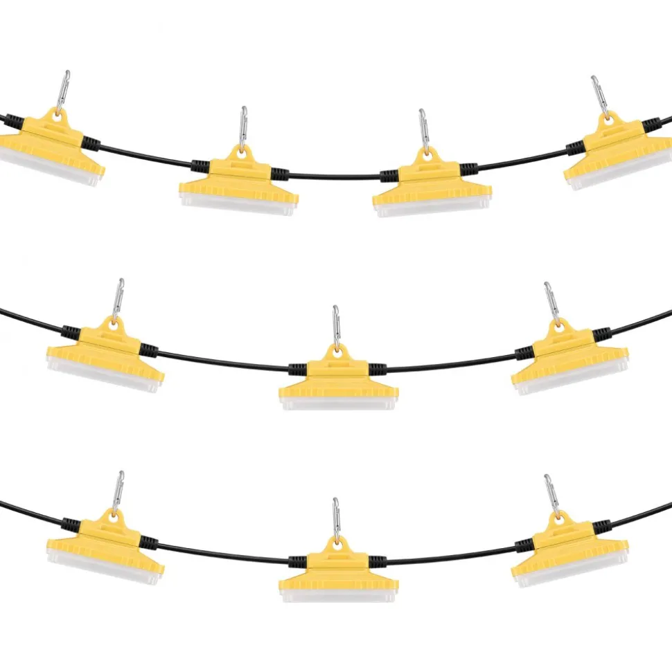 VEVOR 100FT Construction String Lights, 150W 15000LM, 10PCs String Work Light, 5000-5500K, IP65 Waterproof, with Hanging Hooks, for Construction Site, Temporary Lighting Indoor & Outdoor, ETL Listed