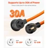 VEVOR 25 ft Dryer Extension Cord, 3-Prong NEMA 10-30P to 10-30R Dryer Cord, 125V/250V STW 10AWG/3C, 30A, Pure Copper Wire Cable with Black Non-woven Bag and PVC Cable Tie, Ideal for Indoor & Outdoor