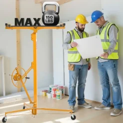 VEVOR 16ft Drywall Lift, Heavy-Duty 150 lbs Sheetrock Hoist with Adjustable Telescoping Arm, Lockable Wheels, Drywall Lifter Panel Jack Hoist Tools Ideal for Ceiling & Wall Installation (Yellow)
