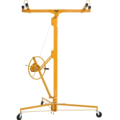 VEVOR 16ft Drywall Lift, Heavy-Duty 150 lbs Sheetrock Hoist with Adjustable Telescoping Arm, Lockable Wheels, Drywall Lifter Panel Jack Hoist Tools Ideal for Ceiling & Wall Installation (Yellow)