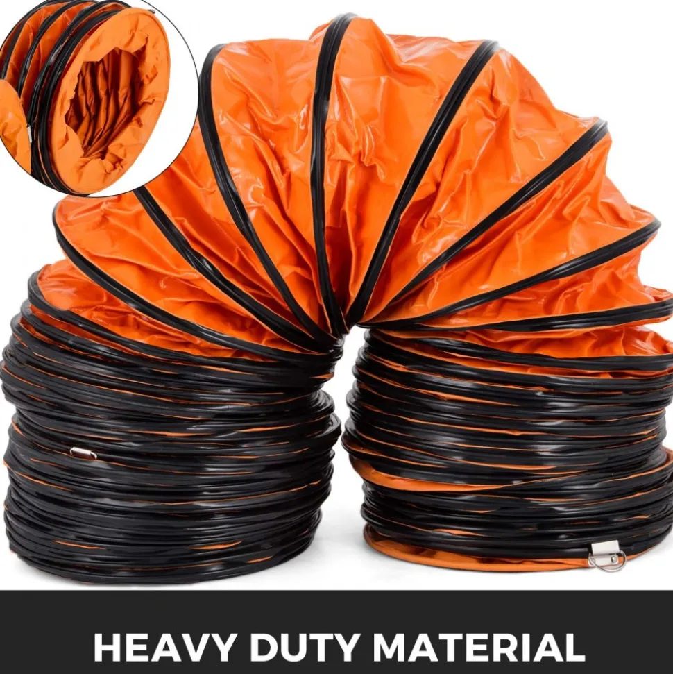 VEVOR 25ft Ducting Hose, PVC Flexible Duct Hosing with S Hook & Steel Support for 8inch Utility Blower