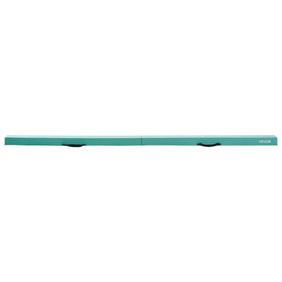 VEVOR 8FT Folding Balance Beam for Kids, 200LBS Stable Support Gymnastics Floor Beam with Non-Slip Mats, Gymnastics Training Equipment with Anti-Slip Bottom and Carrying Bag for Home Gym, Mint Green