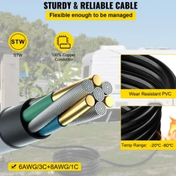 VEVOR 50FT Generator Power Cord 50-Amp 125/250-volt 14-50P to CS6364 Locking Connector