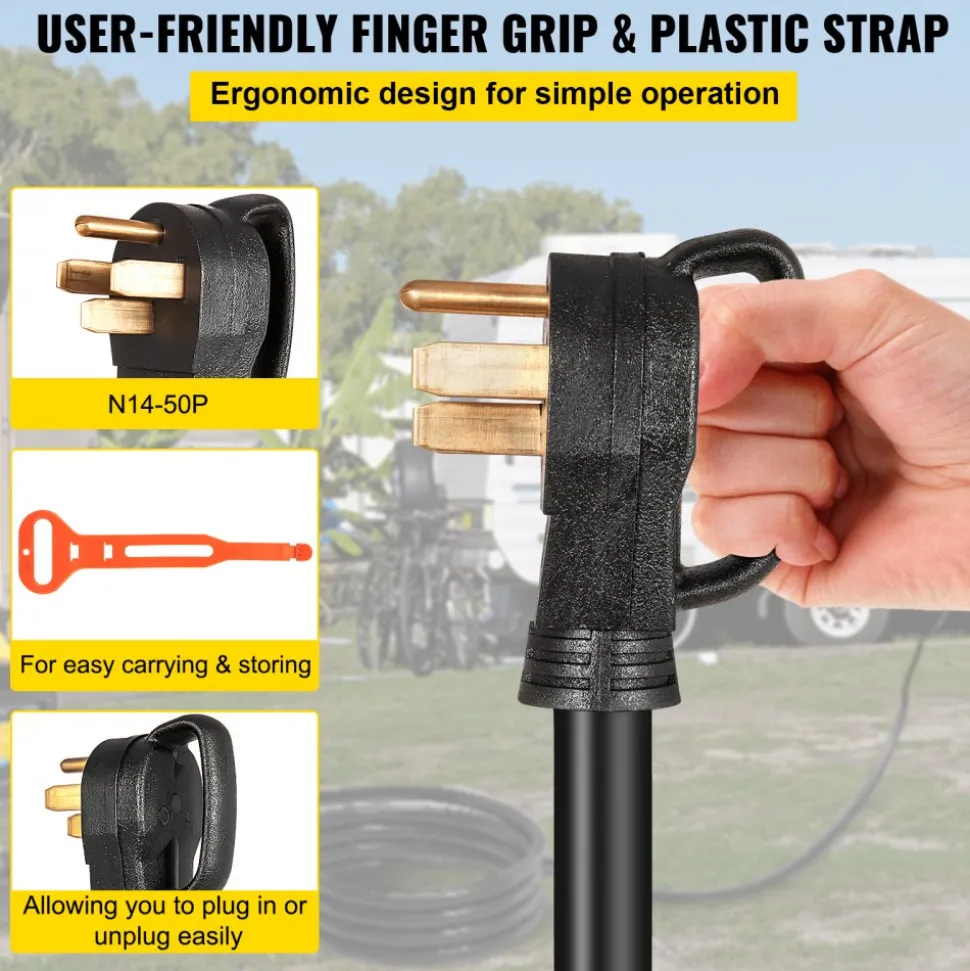 VEVOR 50FT Generator Power Cord 50-Amp 125/250-volt 14-50P to CS6364 Locking Connector