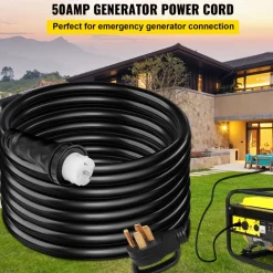 VEVOR 50FT Generator Power Cord 50-Amp 125/250-volt 14-50P to CS6364 Locking Connector