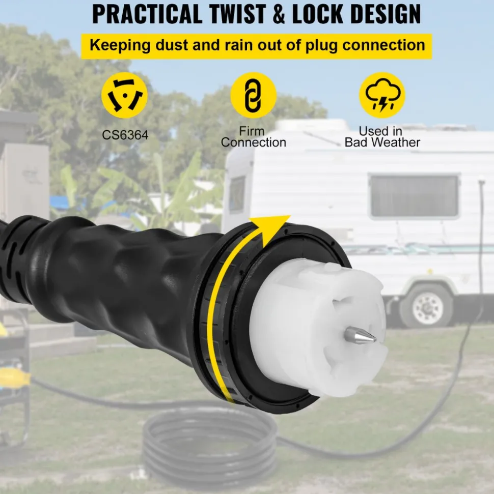 VEVOR 50FT Generator Power Cord 50-Amp 125/250-volt 14-50P to CS6364 Locking Connector