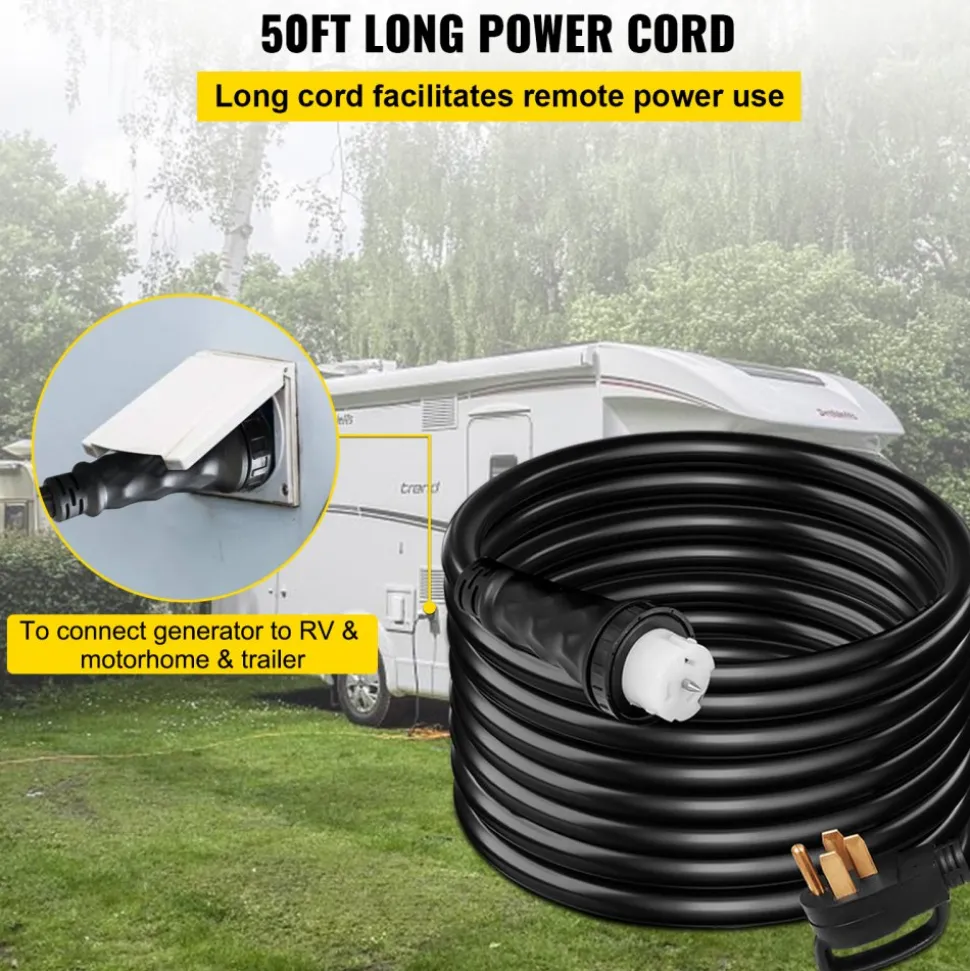 VEVOR 50FT Generator Power Cord 50-Amp 125/250-volt 14-50P to CS6364 Locking Connector