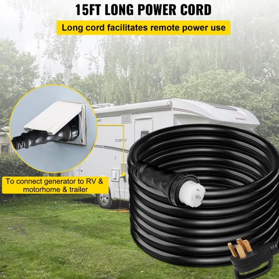 VEVOR 15FT Generator Power Cord 50-Amp 125/250-volt 14-50P to CS6364 Locking Connector
