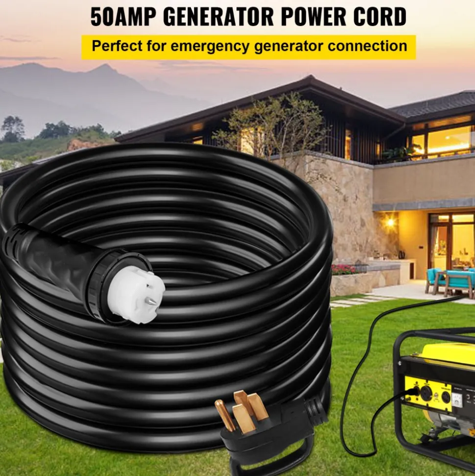 VEVOR 15FT Generator Power Cord 50-Amp 125/250-volt 14-50P to CS6364 Locking Connector