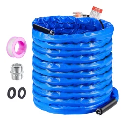 VEVOR 100ft Heated Water Hose for RV, Heated Drinking Water Hose with Corrugated Cover Antifreeze to -45°F, Automatic Self-regulating, 5/8