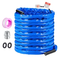 VEVOR 100ft Heated Water Hose for RV, Heated Drinking Water Hose with Corrugated Cover Antifreeze to -45°F, Automatic Self-regulating, 5/8