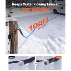 VEVOR 100FT Heated Water Hose for RV -45°F Anti Freeze Drinking Water Hose, 1/2