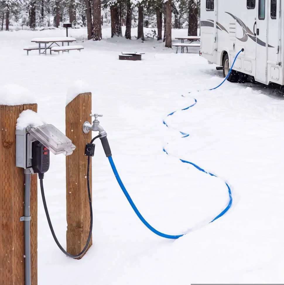VEVOR 100FT Heated Water Hose for RV -45°F Anti Freeze Drinking Water Hose, 1/2" ID, Smooth Surface, with Leakage Protection GFCI, Built-in Thermostat, Freeze & Leak-Proof, Lead and BPA Free for RVs