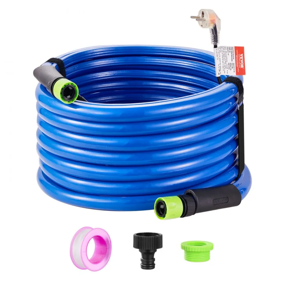VEVOR 15FT Heated Water Hose for RV Antifreeze to -45°F Drinking Water Hose, 1/2" ID, Smooth Surface, Built-in Thermostat, Freeze & Leak-Proof, Lead and BPA Free, Fast Heating for RV Camping Garden