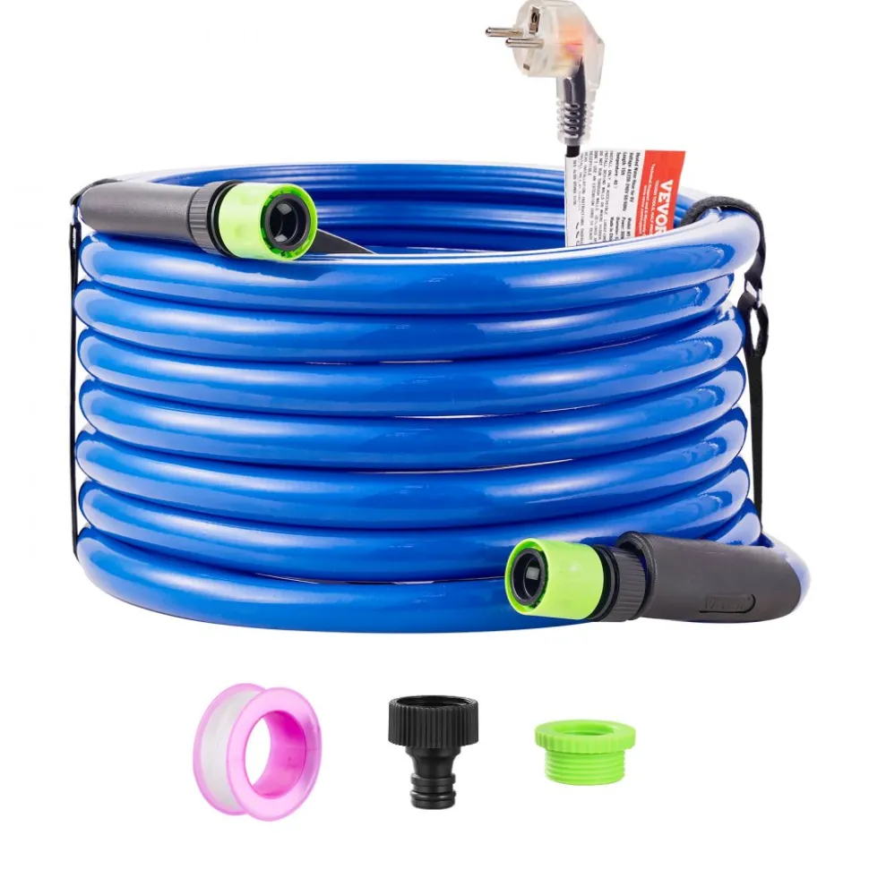 VEVOR 15FT Heated Water Hose for RV Antifreeze to -45°F Drinking Water Hose, 1/2" ID, Smooth Surface, Built-in Thermostat, Freeze & Leak-Proof, Lead and BPA Free, Fast Heating for RV Camping Garden