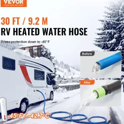 VEVOR 15FT Heated Water Hose for RV Antifreeze to -45°F Drinking Water Hose, 1/2