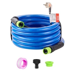 VEVOR 15ft Heated Water Hose for RV, Heated Drinking Water Hose Antifreeze to -45°F, Automatic Self-regulating, 5/8" I.D. with 3/4" GHT Adapter, Lead and BPA Free