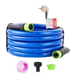 VEVOR 30ft Heated Water Hose for RV, Heated Drinking Water Hose with Corrugated Cover Antifreeze to -45°F, Automatic Self-regulating, 5/8