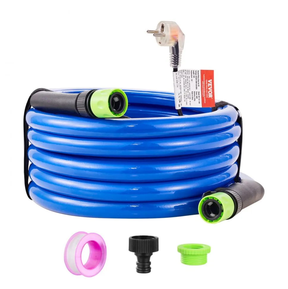 VEVOR 30ft Heated Water Hose for RV, Heated Drinking Water Hose with Corrugated Cover Antifreeze to -45°F, Automatic Self-regulating, 5/8" I.D. with 3/4" GHT Adapter, Lead and BPA Free