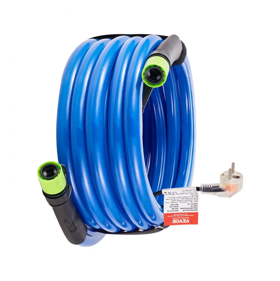 VEVOR 30ft Heated Water Hose for RV, Heated Drinking Water Hose with Corrugated Cover Antifreeze to -45°F, Automatic Self-regulating, 5/8" I.D. with 3/4" GHT Adapter, Lead and BPA Free