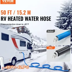 VEVOR 75FT Heated Water Hose for RV -45°F Anti Freeze Drinking Water Hose, 1/2