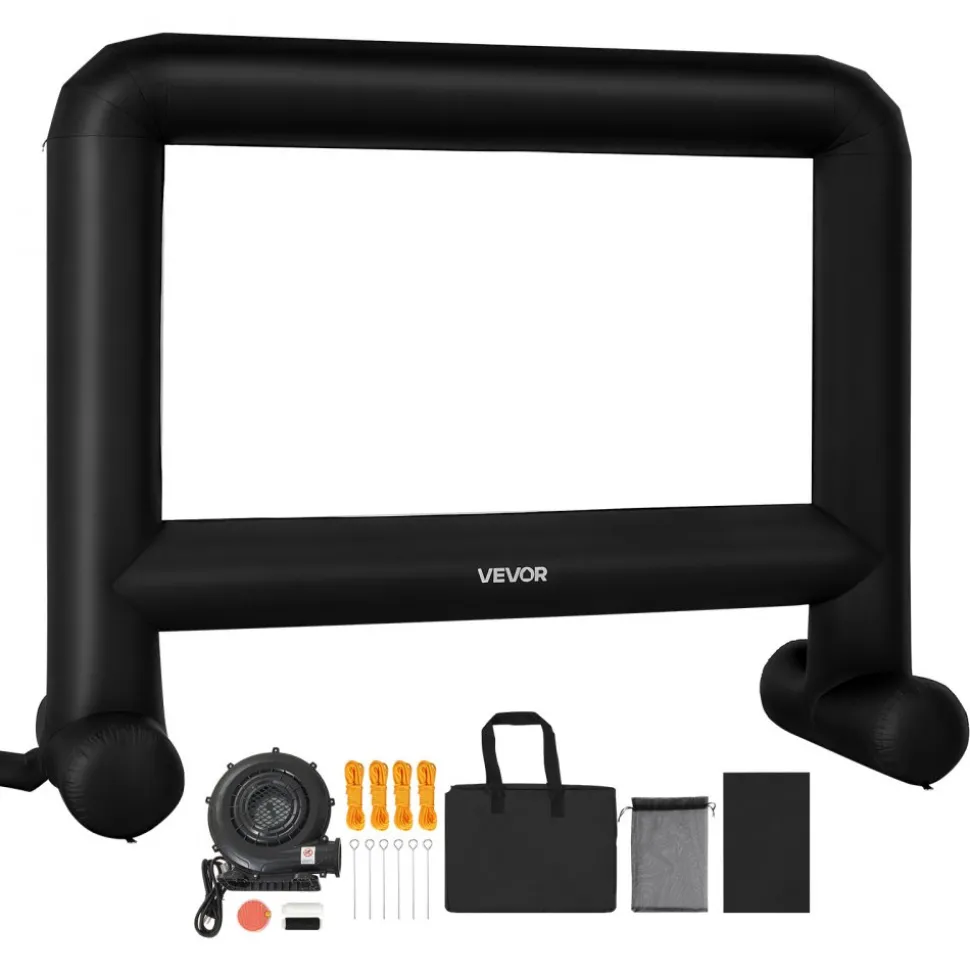 VEVOR 16FT Inflatable Movie Screen, Inflatable Projector Screen with Portable Storage Bag, 16:9 Easy Set Up Movie Projection for Outdoor Backyard, Home Theater, Theme Party