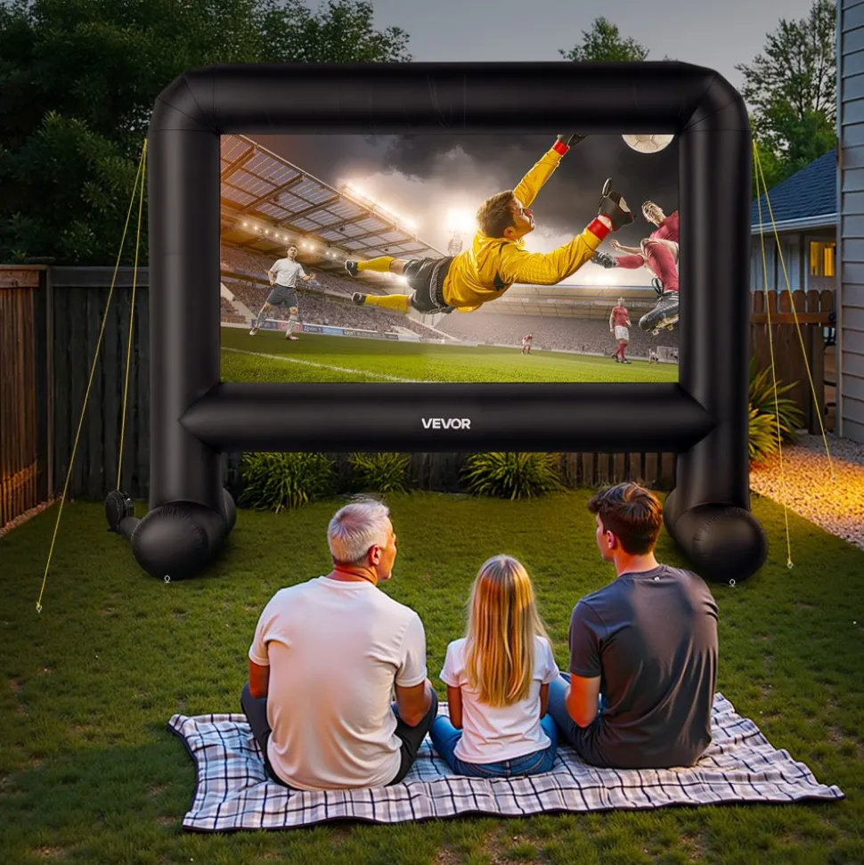VEVOR 16FT Inflatable Movie Screen, Inflatable Projector Screen with Portable Storage Bag, 16:9 Easy Set Up Movie Projection for Outdoor Backyard, Home Theater, Theme Party