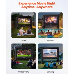 VEVOR 16FT Inflatable Movie Screen, Inflatable Projector Screen with Portable Storage Bag, 16:9 Easy Set Up Movie Projection for Outdoor Backyard, Home Theater, Theme Party