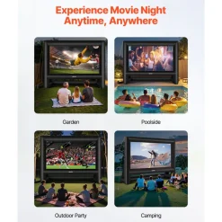 VEVOR 20FT Inflatable Movie Screen, Inflatable Projector Screen with Portable Storage Bag, 16:9 Easy Set Up Movie Projection for Outdoor Backyard, Home Theater, Theme Party