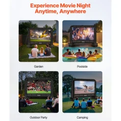 VEVOR 14 ft Inflatable Movie Screen, 600D Washable Inflatable Projector Screen with Portable Storage Bag, 16:9 Easy Set Up Movie Projection for Outdoor Backyard, Home Theater, Theme Party, Pool Fun