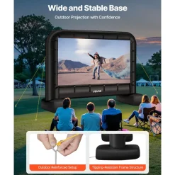 VEVOR 14 ft Inflatable Movie Screen, 600D Washable Inflatable Projector Screen with Portable Storage Bag, 16:9 Easy Set Up Movie Projection for Outdoor Backyard, Home Theater, Theme Party, Pool Fun