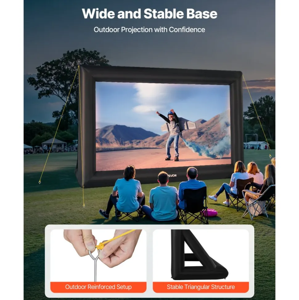 VEVOR 20FT Inflatable Projector Screen, Inflatable Movie Screen Outdoor with 250W Air Blower Projector Screen Oxford Fabric Material Blow Up Screen for Outdoor Backyard, Home Theater, Theme Party