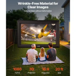 VEVOR 20FT Inflatable Projector Screen, Inflatable Movie Screen Outdoor with 250W Air Blower Projector Screen Oxford Fabric Material Blow Up Screen for Outdoor Backyard, Home Theater, Theme Party