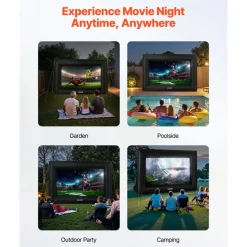VEVOR 14FT Inflatable Projector Screen, Inflatable Movie Screen Outdoor with 120W Air Blower Projector Screen Oxford Fabric Material Blow Up Screen for Outdoor Backyard, Home Theater, Theme Party