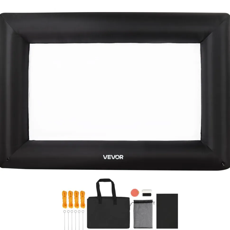 VEVOR 14FT Inflatable Projector Screen, Inflatable Movie Screen Outdoor with 120W Air Blower Projector Screen Oxford Fabric Material Blow Up Screen for Outdoor Backyard, Home Theater, Theme Party