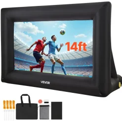 VEVOR 14FT Inflatable Projector Screen, Inflatable Movie Screen Outdoor with 120W Air Blower Projector Screen Oxford Fabric Material Blow Up Screen for Outdoor Backyard, Home Theater, Theme Party