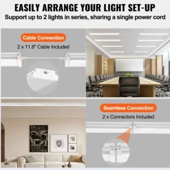 VEVOR 8FT LED Wraparound Light, 110W 10,000LM, Flush Mount LED Shop Light, 4 Pack 6500K Daylight LED Kitchen Ceiling Lighting Fixtures, for Garage Office Laundry Fluorescent Tube Replacement, FCC