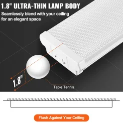 VEVOR 4FT LED Wraparound Light, 50W, 5500LM Flush Mount LED Shop Light, 4 Pack 6500K Daylight LED Kitchen Ceiling Lighting Fixtures, for Garage Office Laundry Fluorescent Tube Replacement, FCC