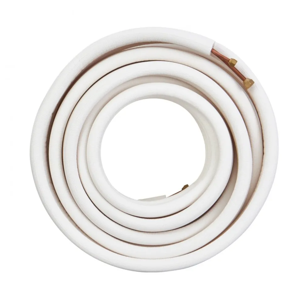 VEVOR 50FT Mini Split Line Set, 1/4" & 3/8" O.D Copper Pipes Tubing and Triple-Layer Insulation, for Mini Split Air Conditioning Refrigerant or Heating Pump Equipment & HVAC with Wrapping Strips.