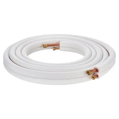 VEVOR 100ft Mini Split Line Set, 1/4” & 1/2” OD AC Copper Tubing Pipe, 3/8 White PE Thickened Insulated Coil with Flared Nuts, Strapping Tapes, for Mini Split Air Conditioner HVAC or Heat Pump System